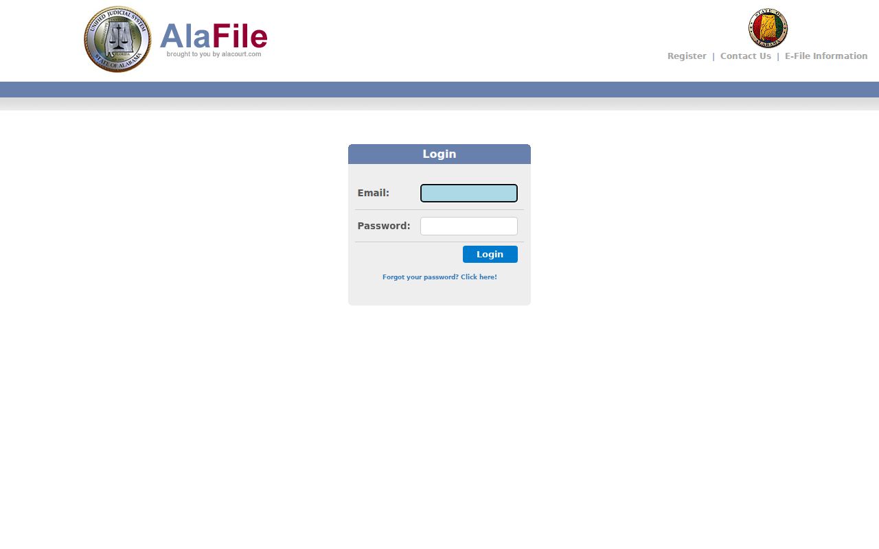 Bibb County court calendar AlaFile access screen