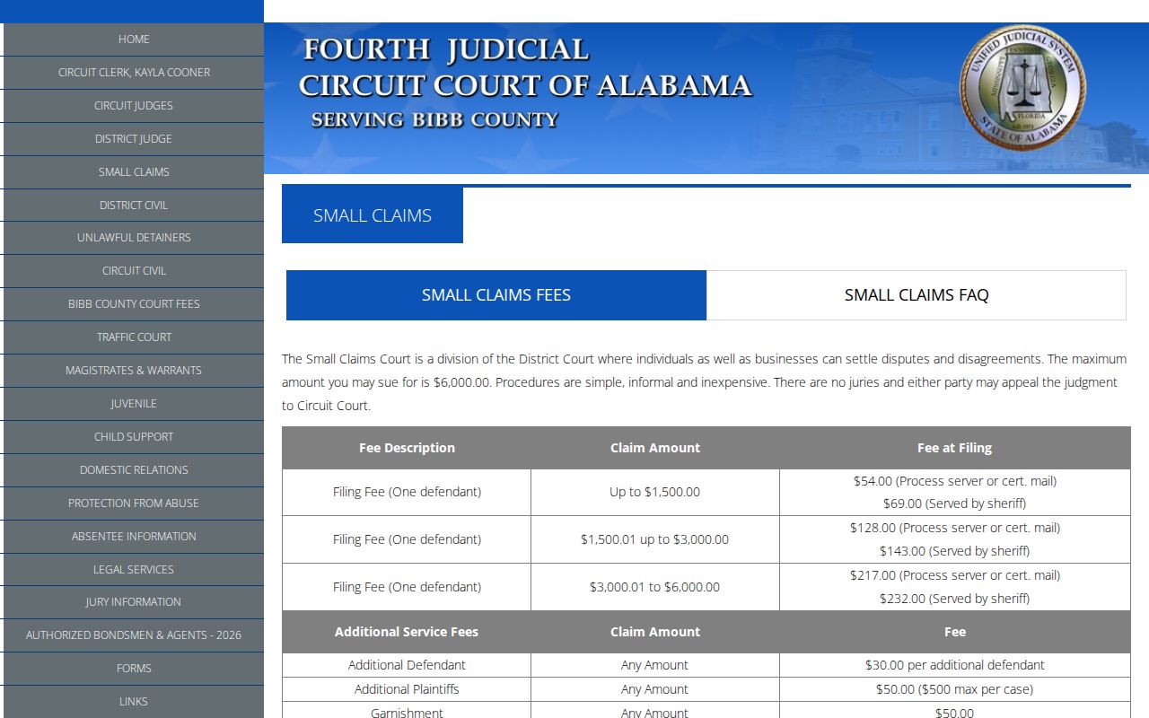 Bibb County Small Claims court procedure for civil docket filings