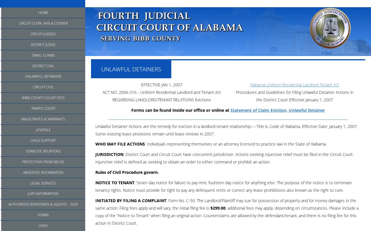Bibb County unlawful-detainer procedure within the District Civil docket