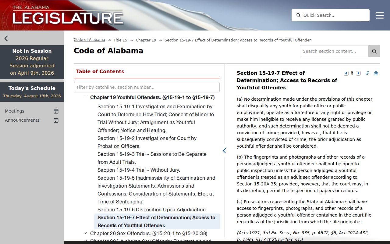Alabama youthful-offender record restriction affecting Bibb County criminal dockets