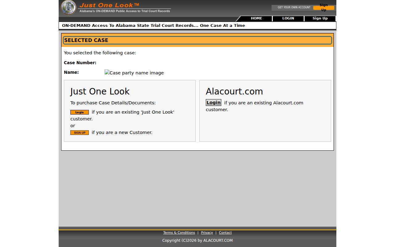 Bibb County case search Case Detail access screen