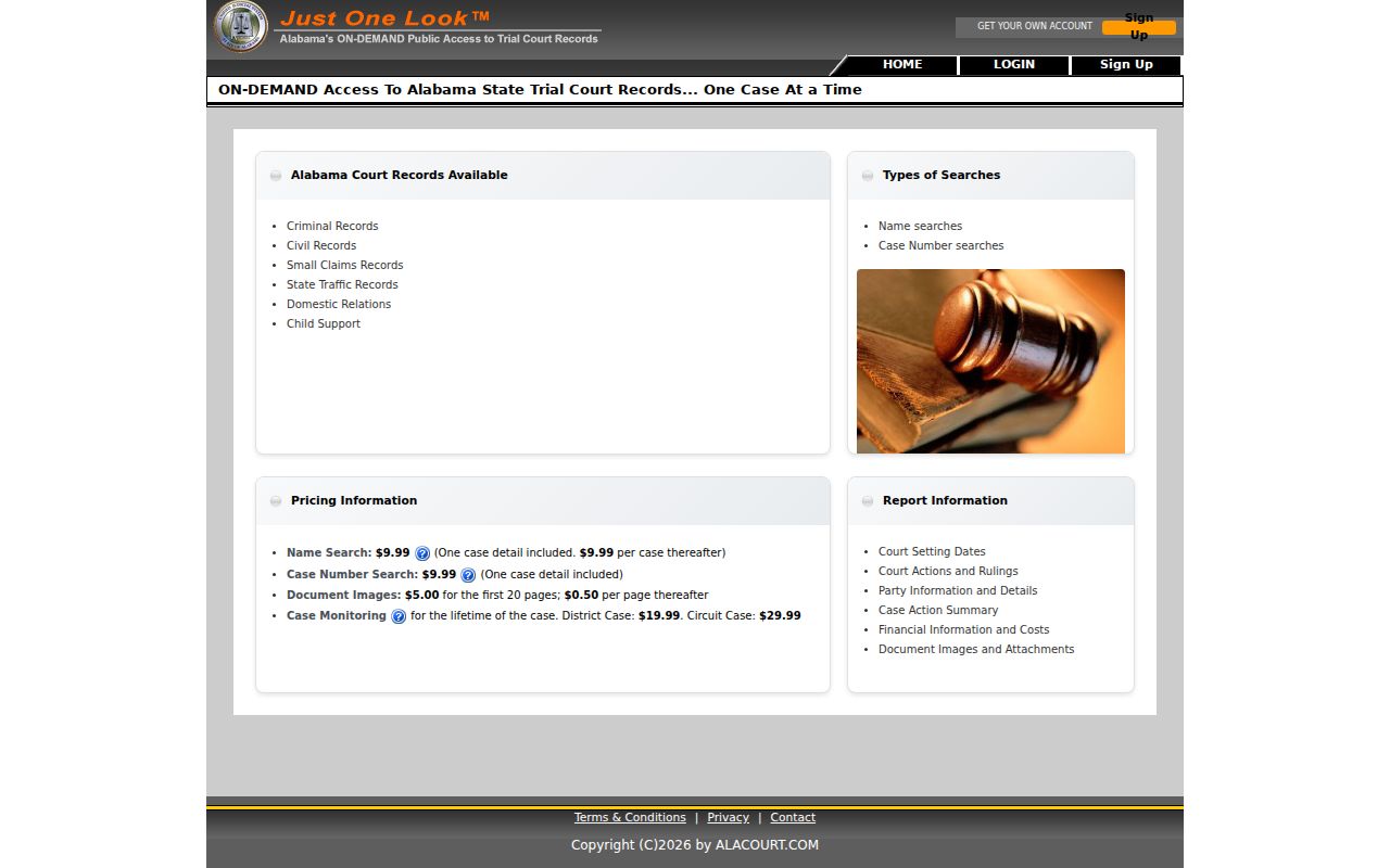 Bibb County case lookup Just One Look landing page