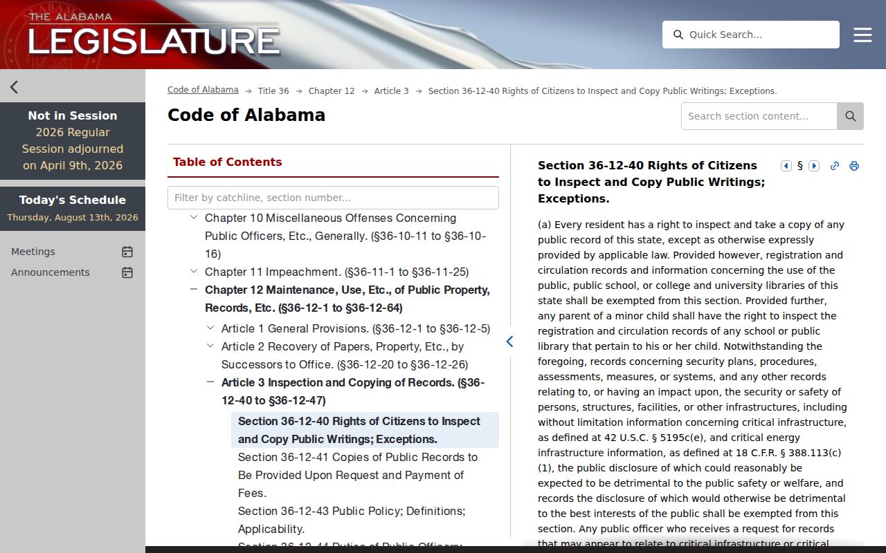 Alabama public-writings law for Centreville municipal court docket records in Bibb County