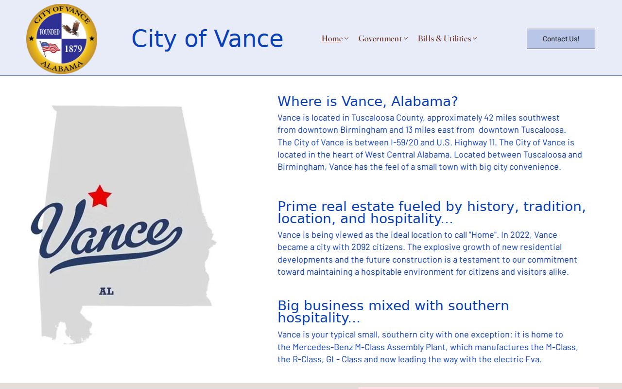 Vance City Hall and Vance court docket access