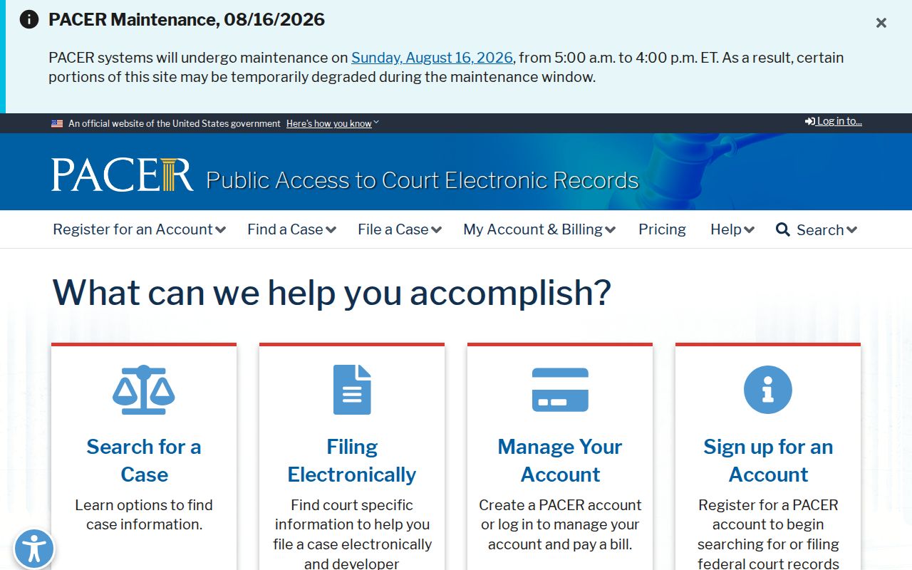 Federal PACER access distinguished from Woodstock court docket records