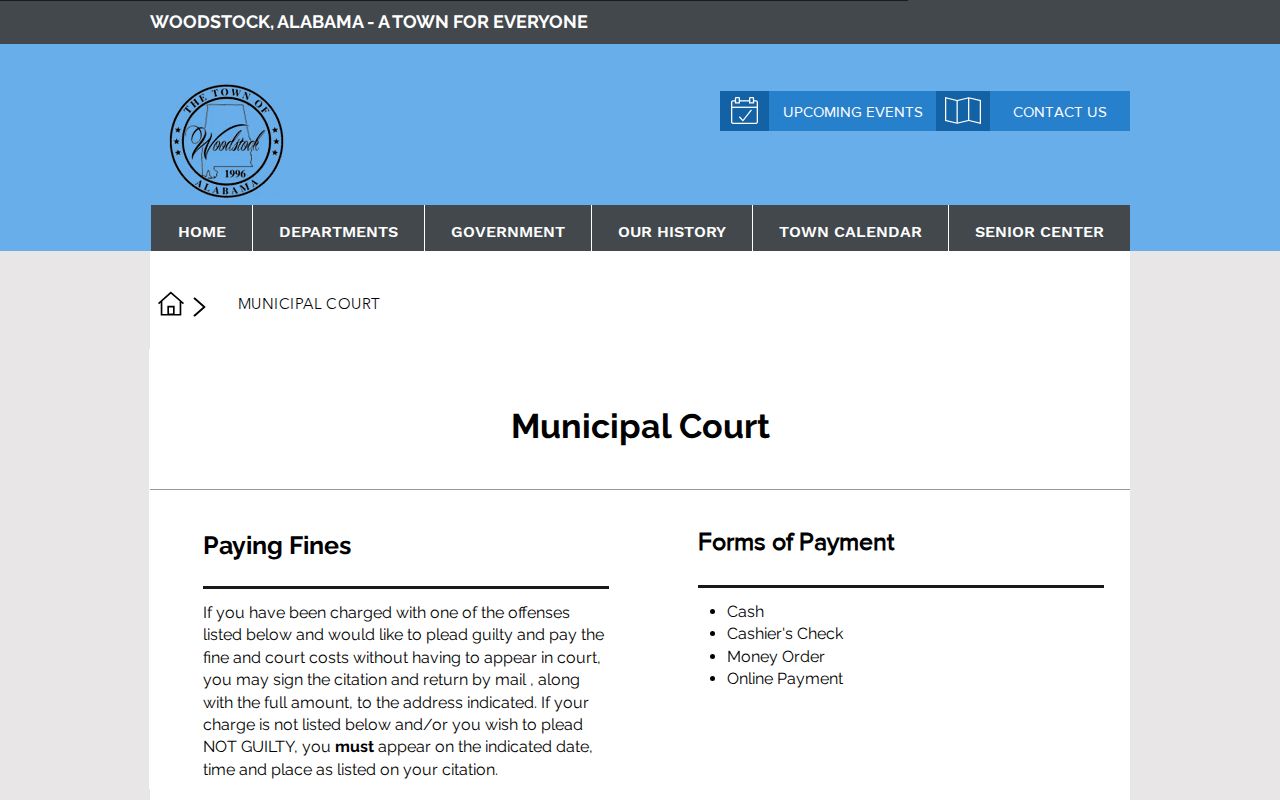 Woodstock Municipal Court schedule and Woodstock court docket procedure